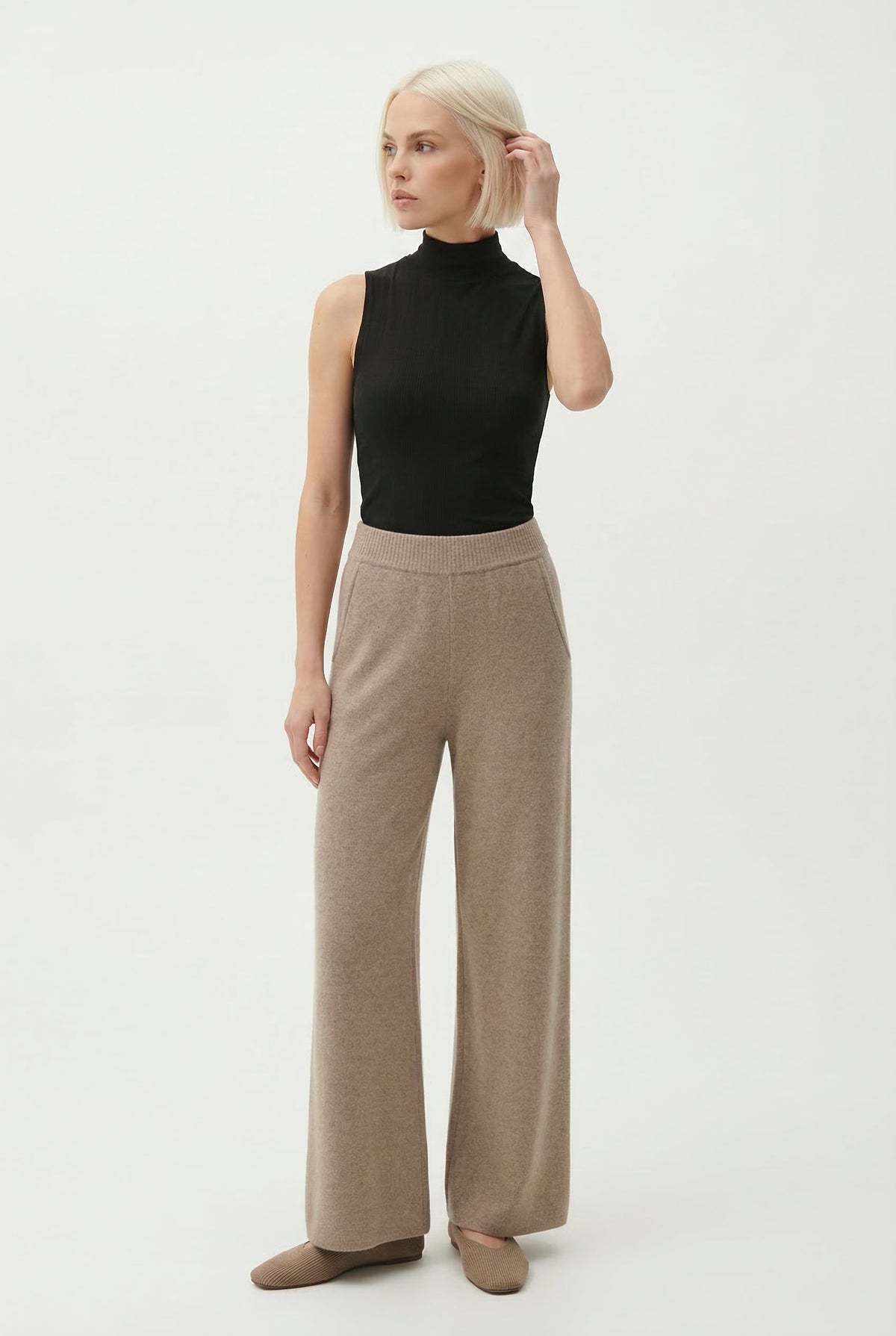 Women's Wide-Leg Sweatpants – High-Waist Cashmere Blend