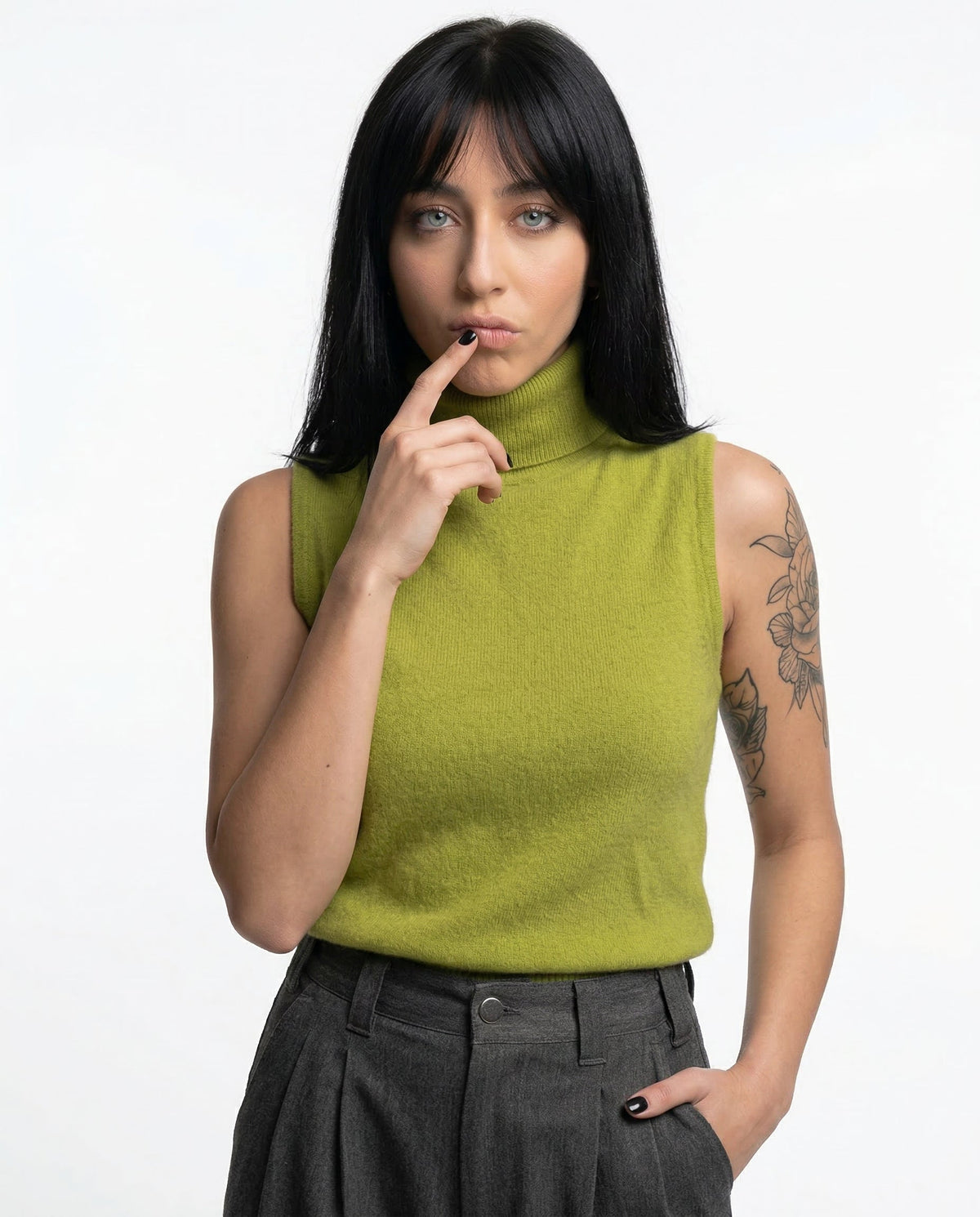Women's High-Neck Sweater Vest – Sleeveless Sculpted Fit