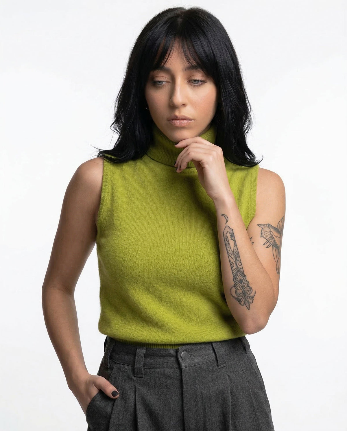 Women's High-Neck Sweater Vest – Sleeveless Sculpted Fit