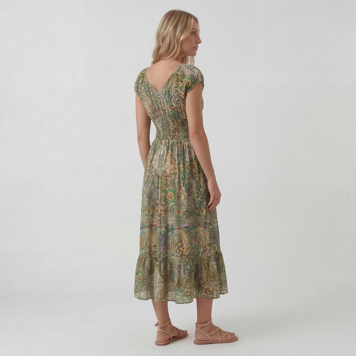 Women's V-Neck Maxi Dress – Relaxed Flowing Skirt