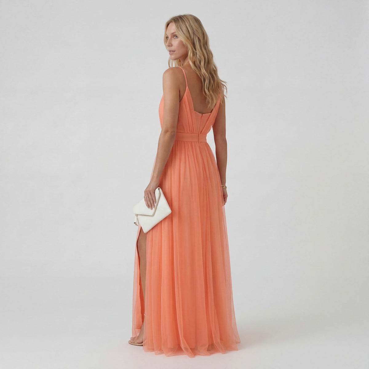 Women's V-Neck Maxi Dress – Fitted Waist Flowing Skirt