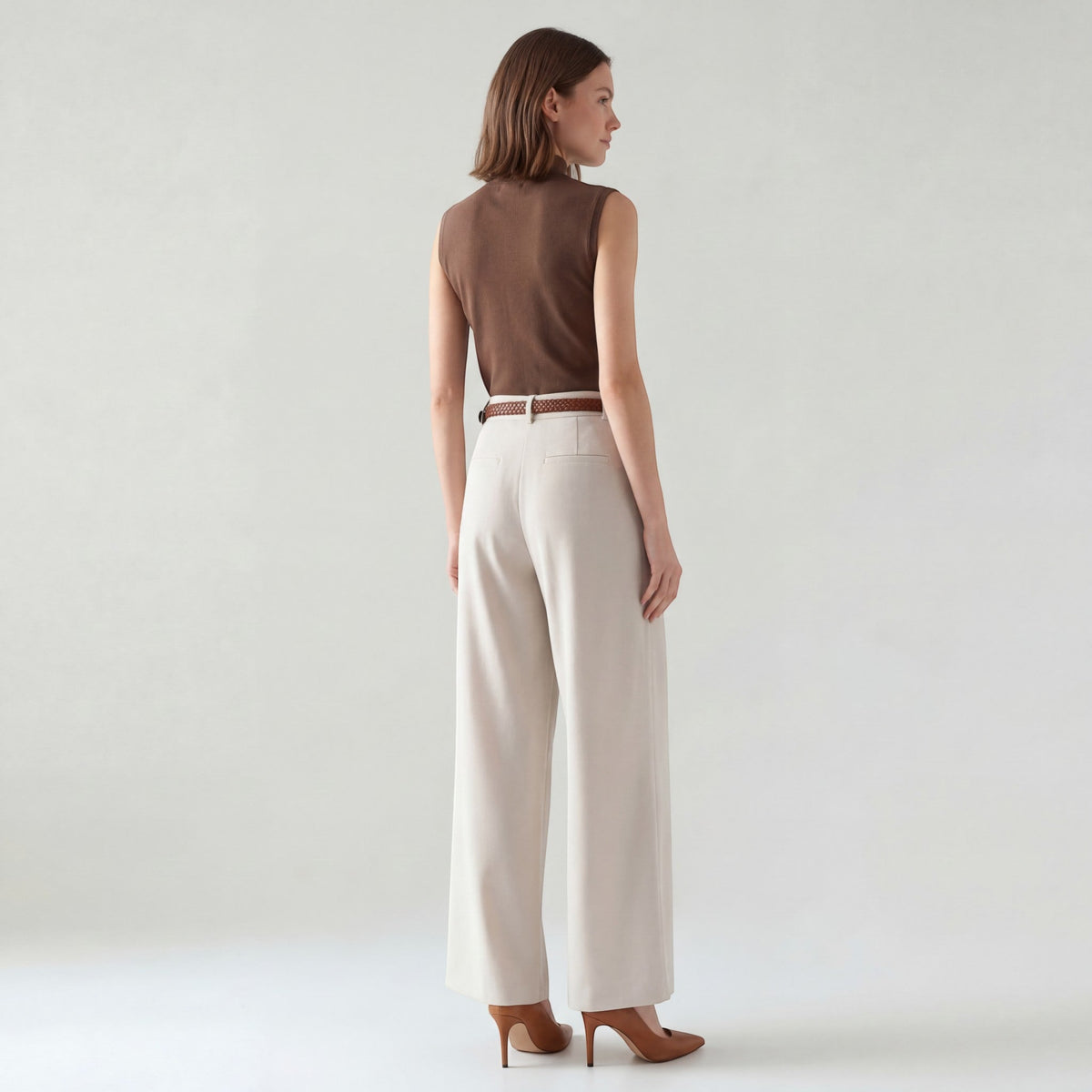 Women's Wide-Leg Pants – High-Rise Woven Fabric