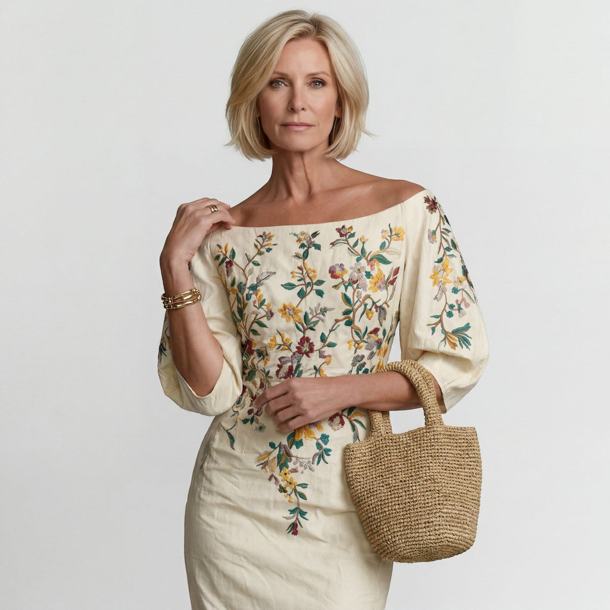 Women's Off-Shoulder Midi Dress – Tailored Fitted Cut