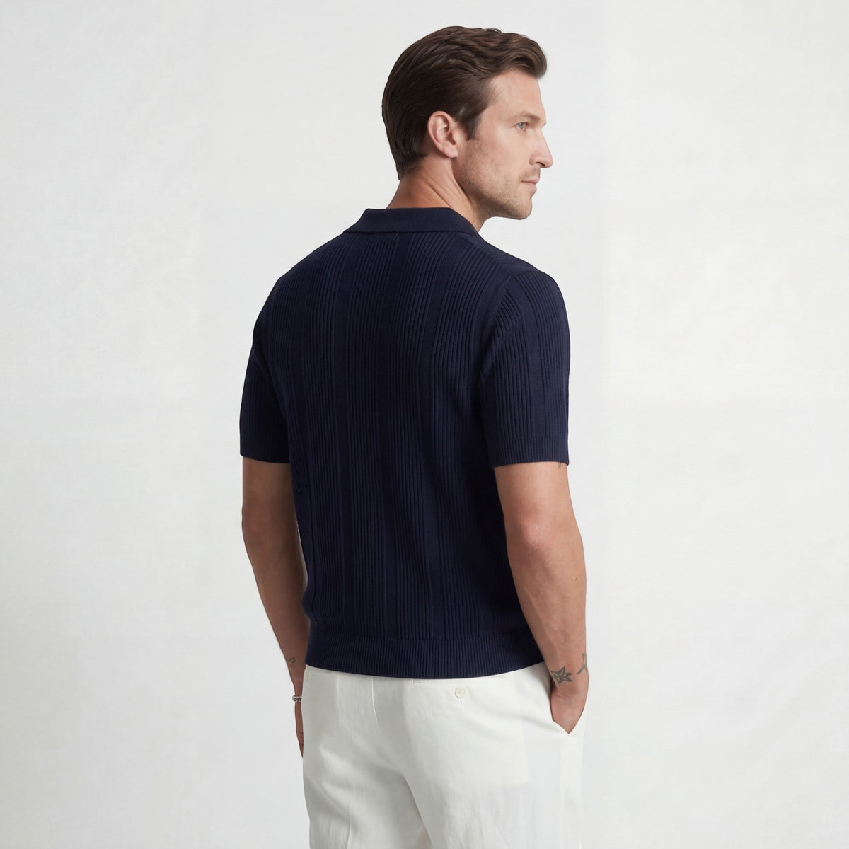 Men's Open-Knit Polo – Short Sleeve Textured Knit