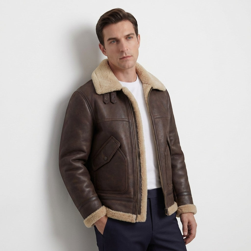 Men's Padded Jacket – Lamb Fleece Lined, Relaxed Fit