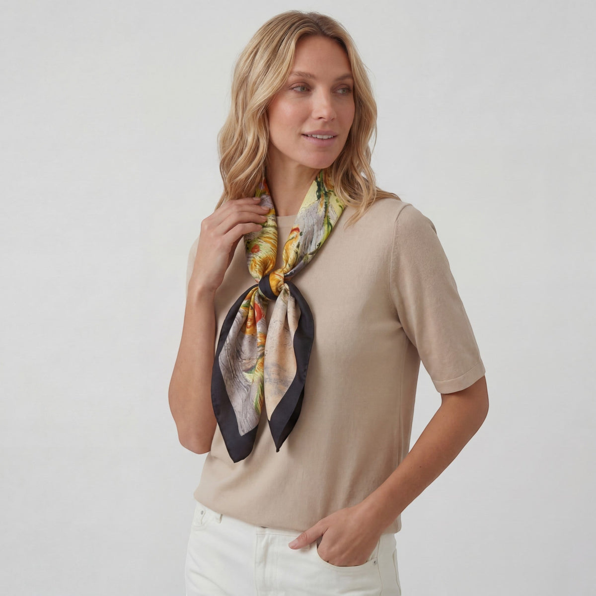 Women's Satin Square Scarf – Lightweight Printed Drape