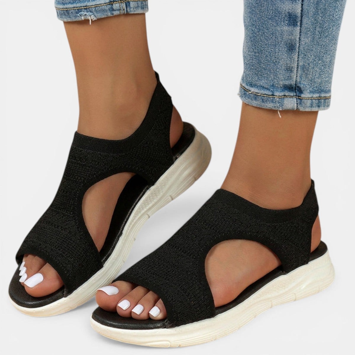 Women's Slip-On Knit Sandal – Cushioned Low Platform