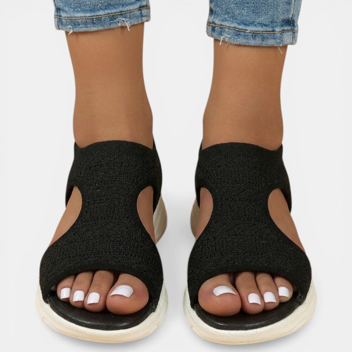 Women's Slip-On Knit Sandal – Cushioned Low Platform