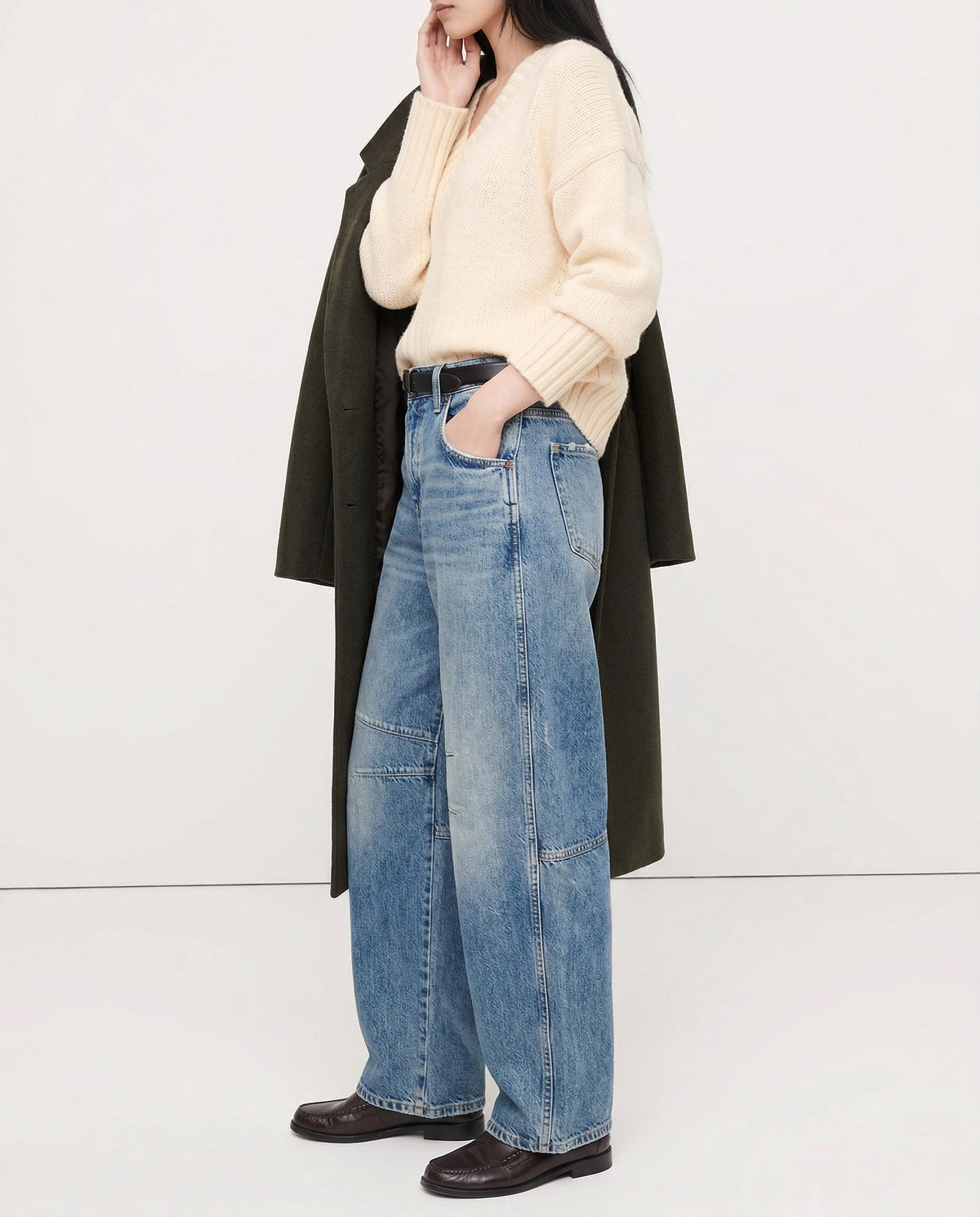 Women's Barrel-Leg Jeans – Leopard Print Mid-Rise