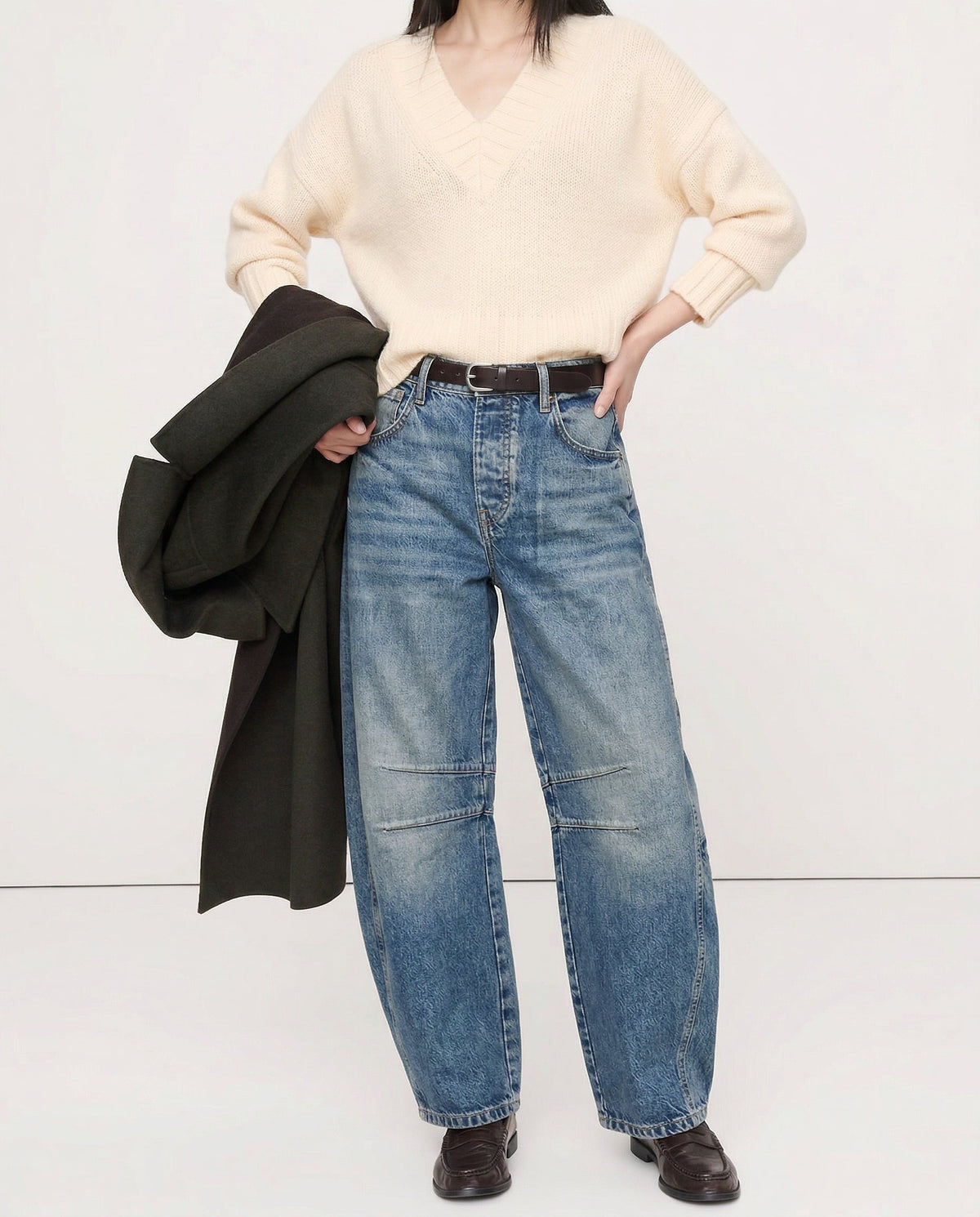 Women's Barrel-Leg Jeans – Leopard Print Mid-Rise