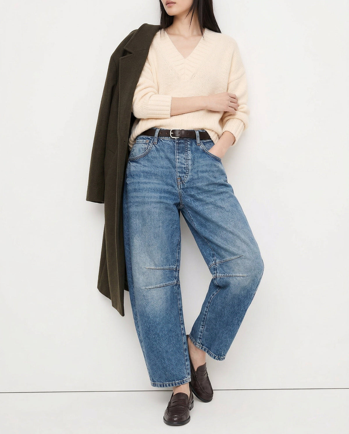 Women's Barrel-Leg Jeans – Leopard Print Mid-Rise