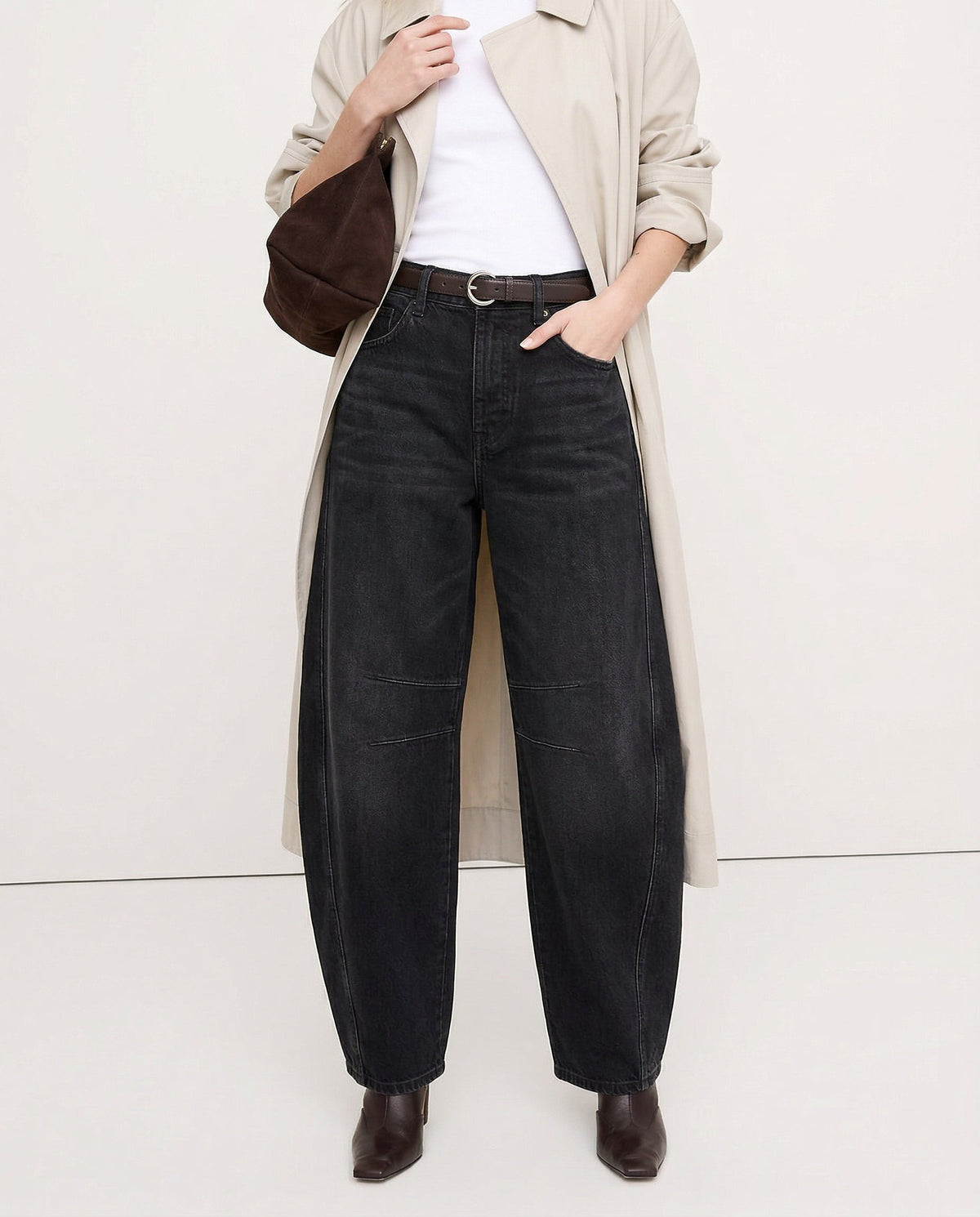 Women's Barrel-Leg Jeans – Leopard Print Mid-Rise