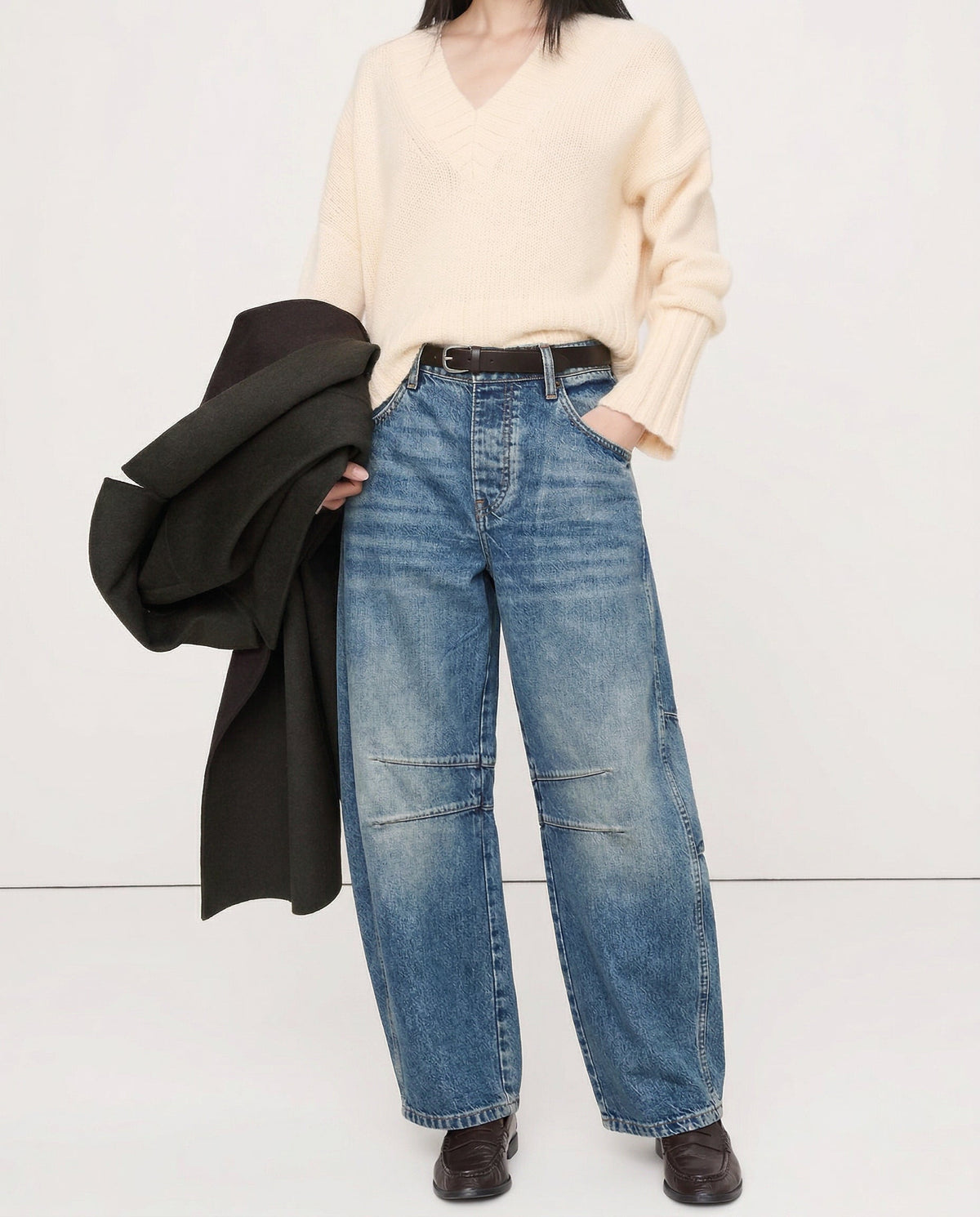 Women's Barrel-Leg Jeans – Leopard Print Mid-Rise