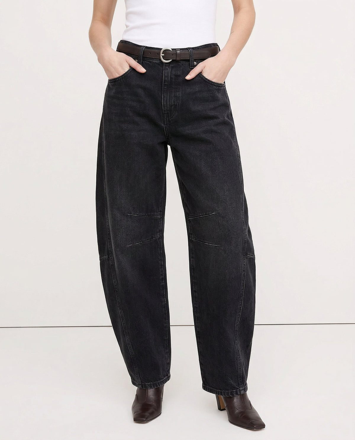 Women's Barrel-Leg Jeans – Leopard Print Mid-Rise