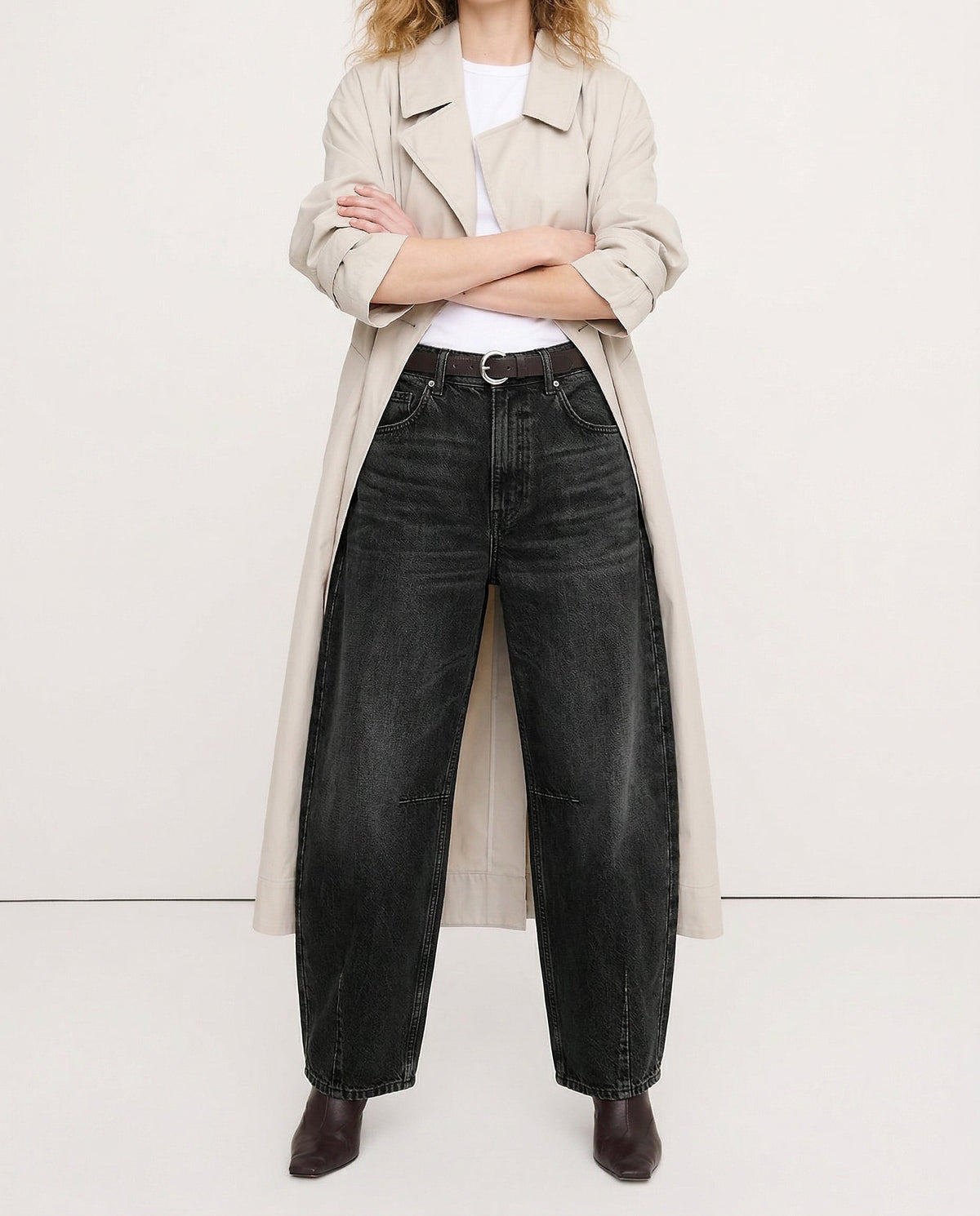Women's Barrel-Leg Jeans – Leopard Print Mid-Rise