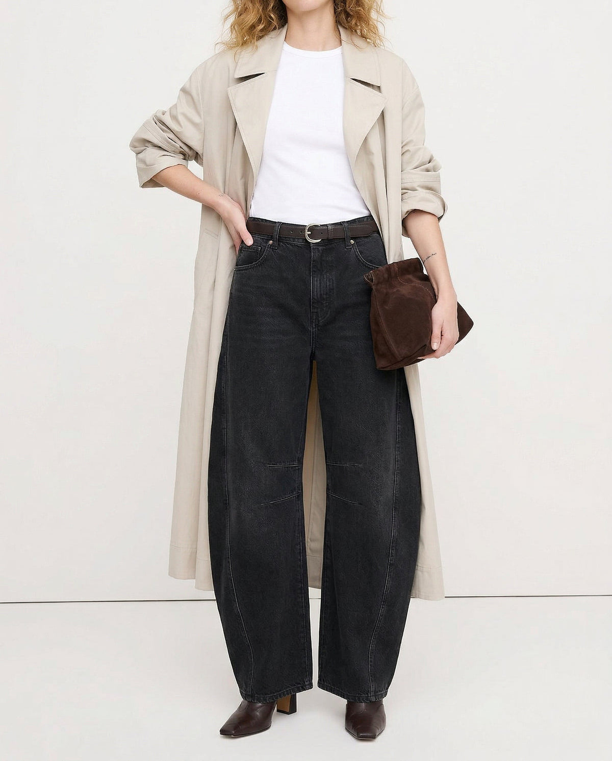 Women's Barrel-Leg Jeans – Leopard Print Mid-Rise