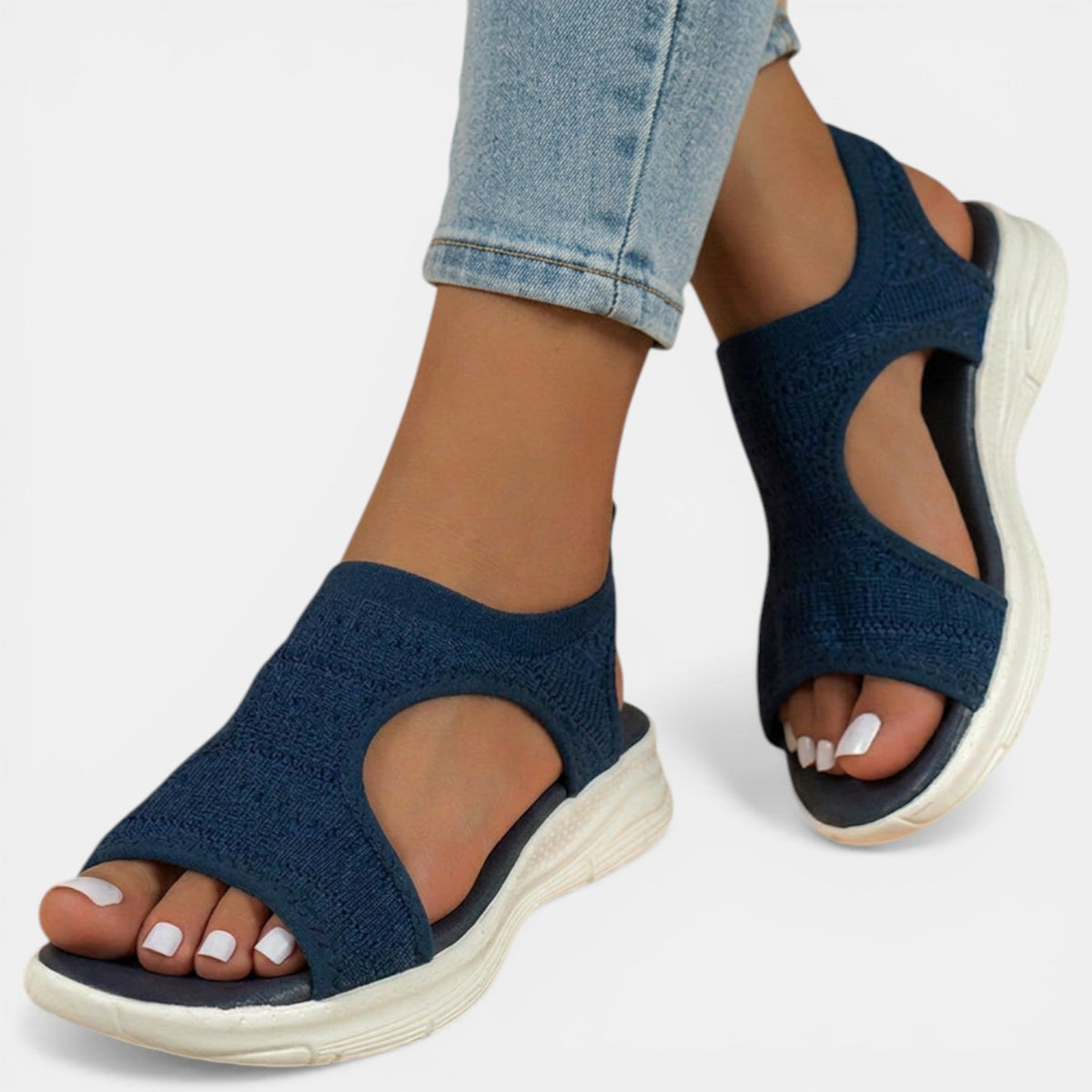 Women's Slip-On Knit Sandal – Cushioned Low Platform