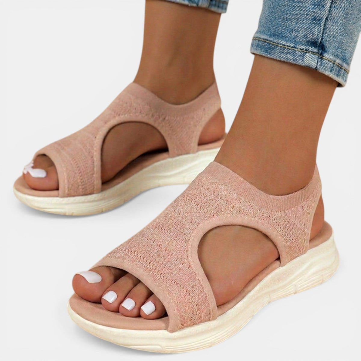 Women's Slip-On Knit Sandal – Cushioned Low Platform