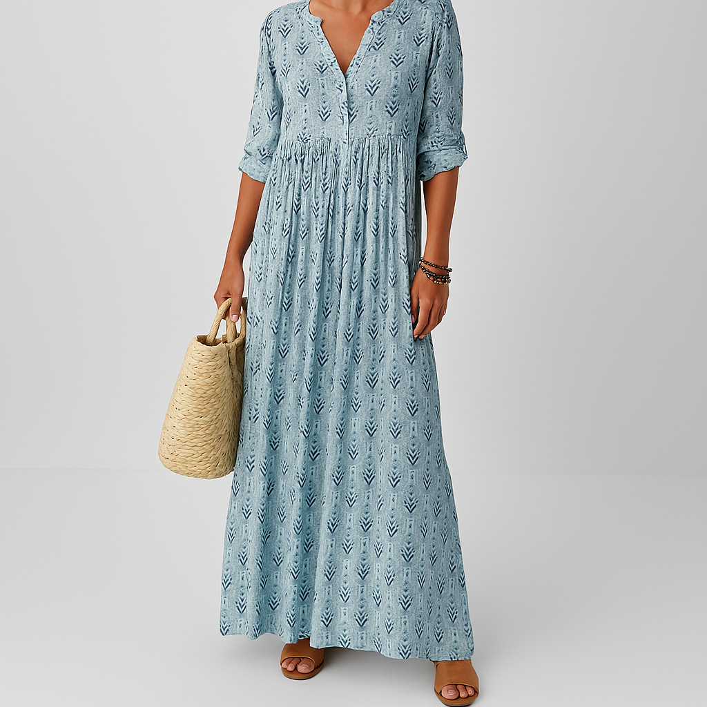 Women's V-Neck Maxi Dress – Loose Flowing Fit