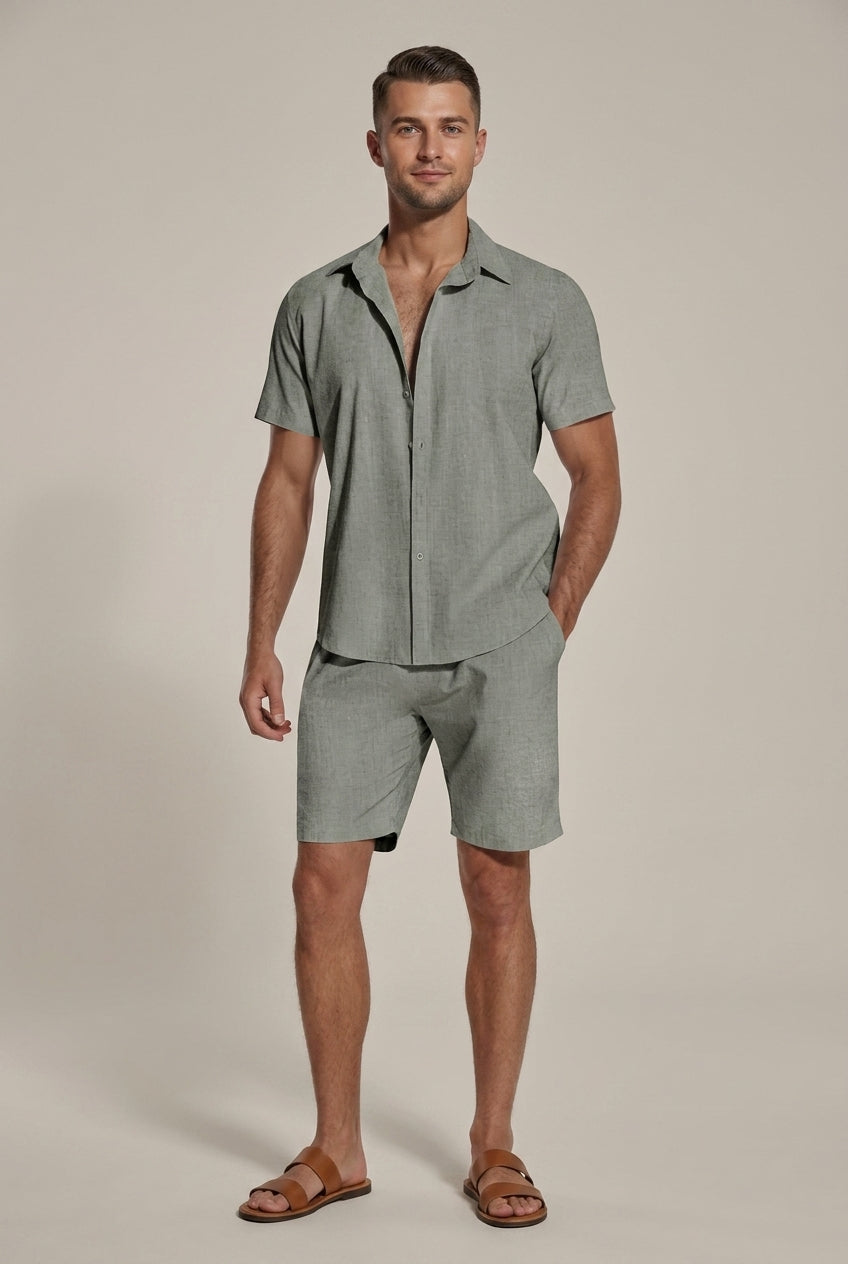 Men's Linen Shirt and Shorts Set – Relaxed Two-Piece