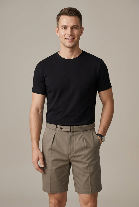 Men's Tailored Chino Shorts – Pleated High-Rise Fit