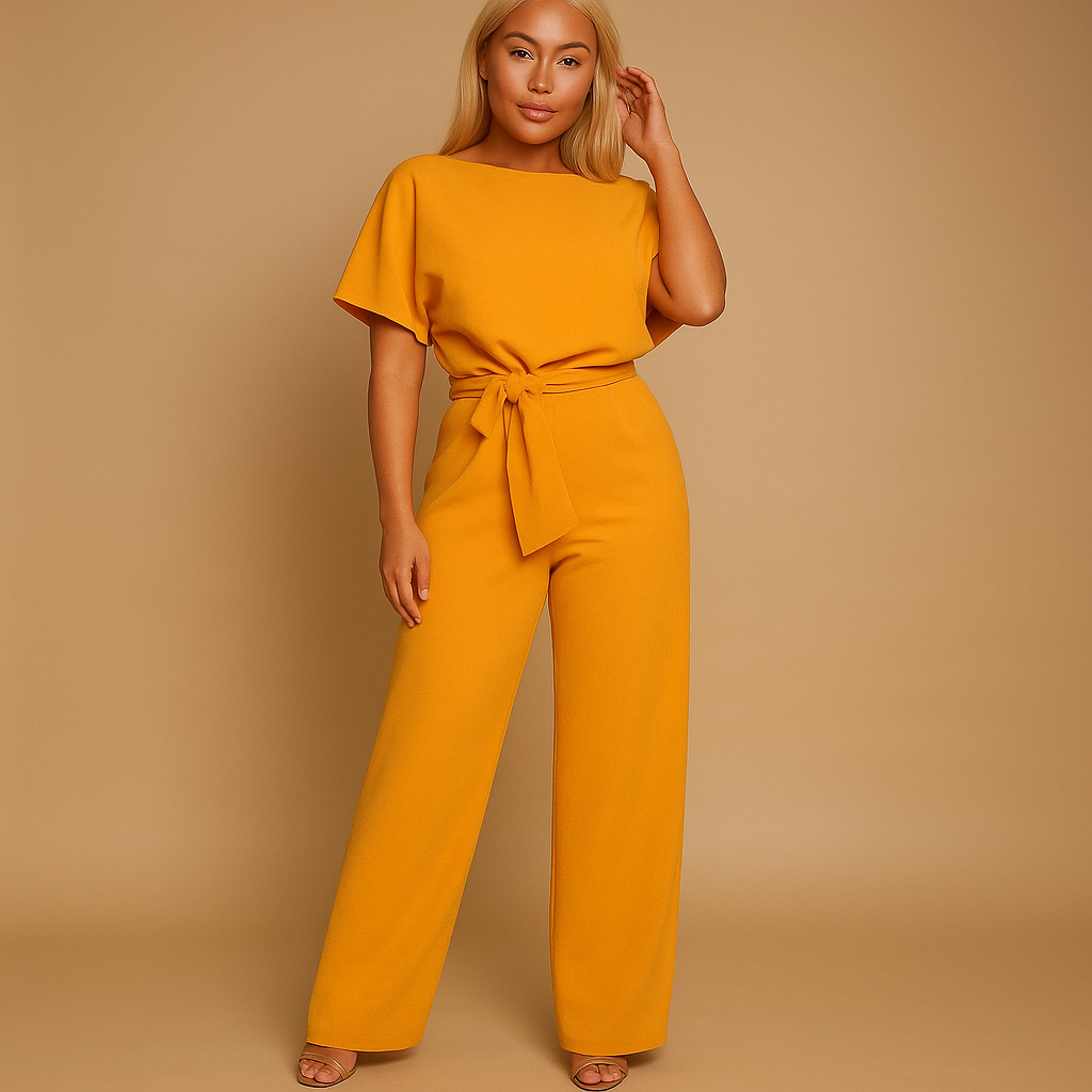 Women's High-Waist Jumpsuit – Fluid Straight Leg