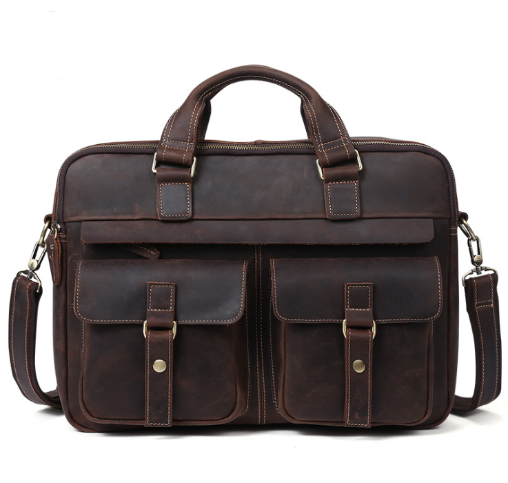 Men's Leather Briefcase – Structured Retro Business