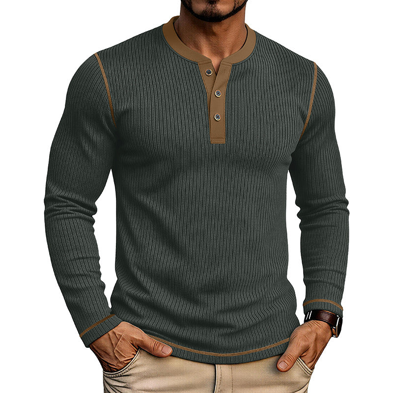 Men's Long Sleeve Henley – Colorblock Modern Fit