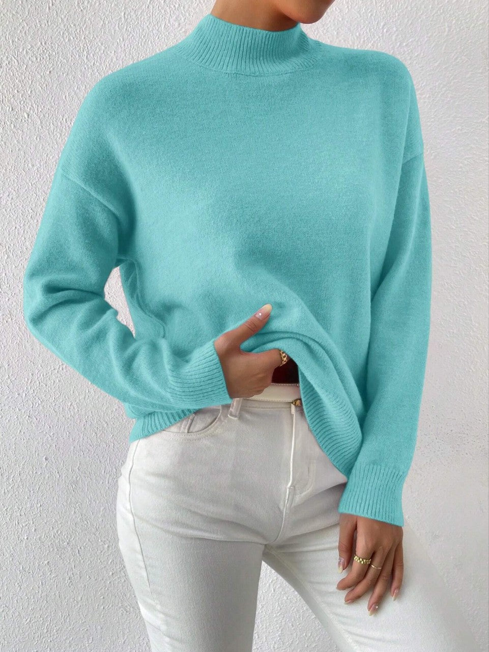 Women's Cashmere Sweater – Relaxed Mock Neck