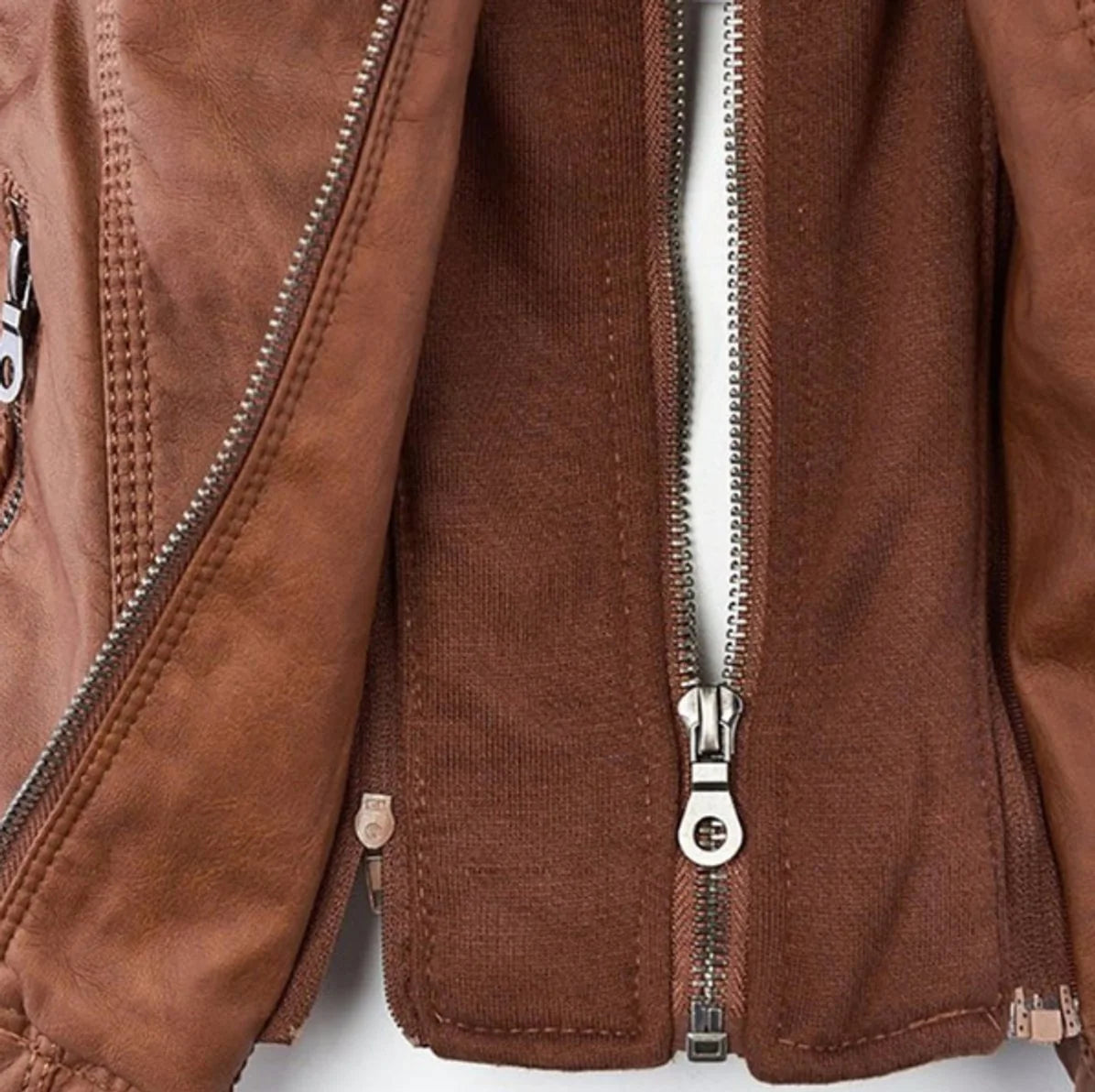 Women's Faux Leather Moto Jacket – Tailored Fitted Cut