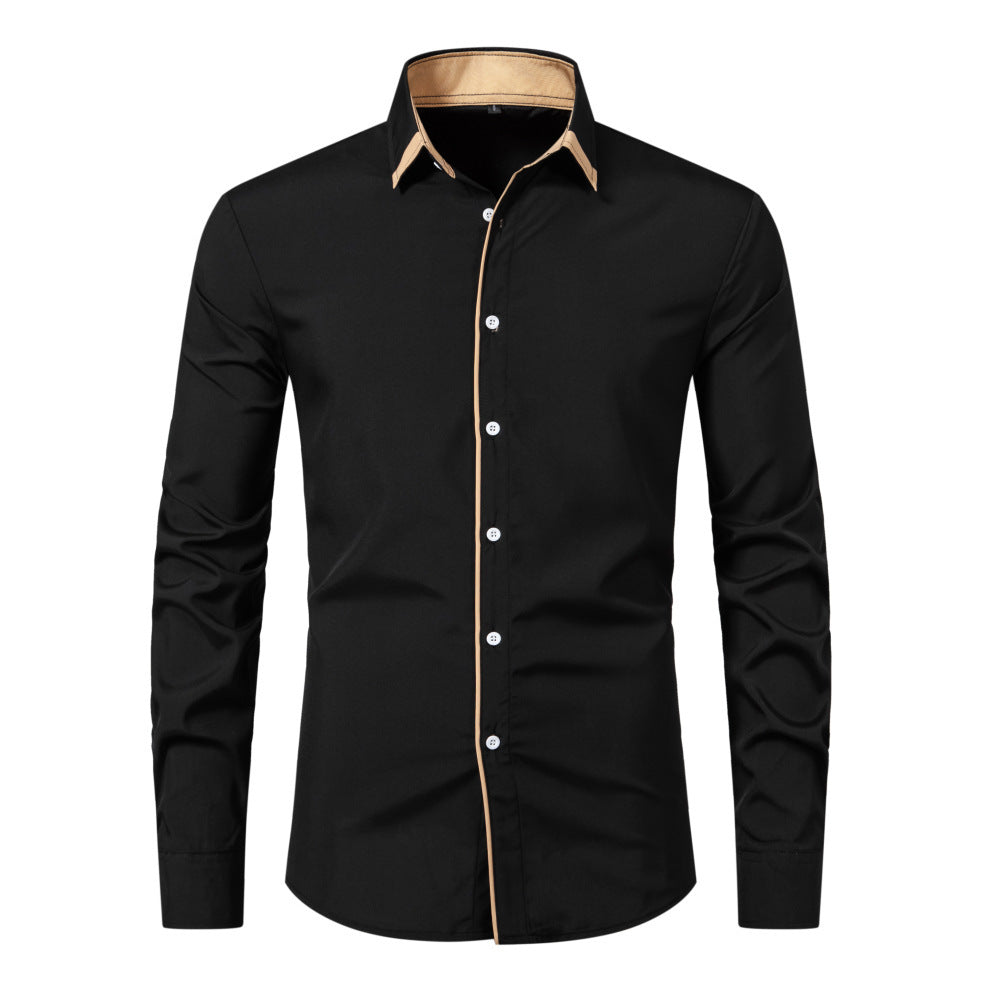 Men's Cotton-Blend Shirt – Contrast Stitch Loose Fit