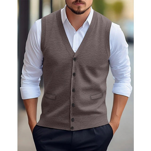 Men's Knit Sweater Vest – Sleeveless Cardigan Style