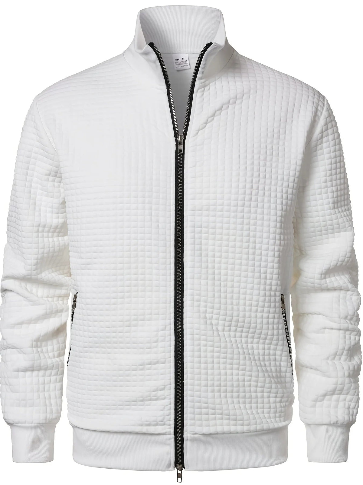 Men's Jacquard Zip-Up Jacket – Stand Collar Sporty Fit