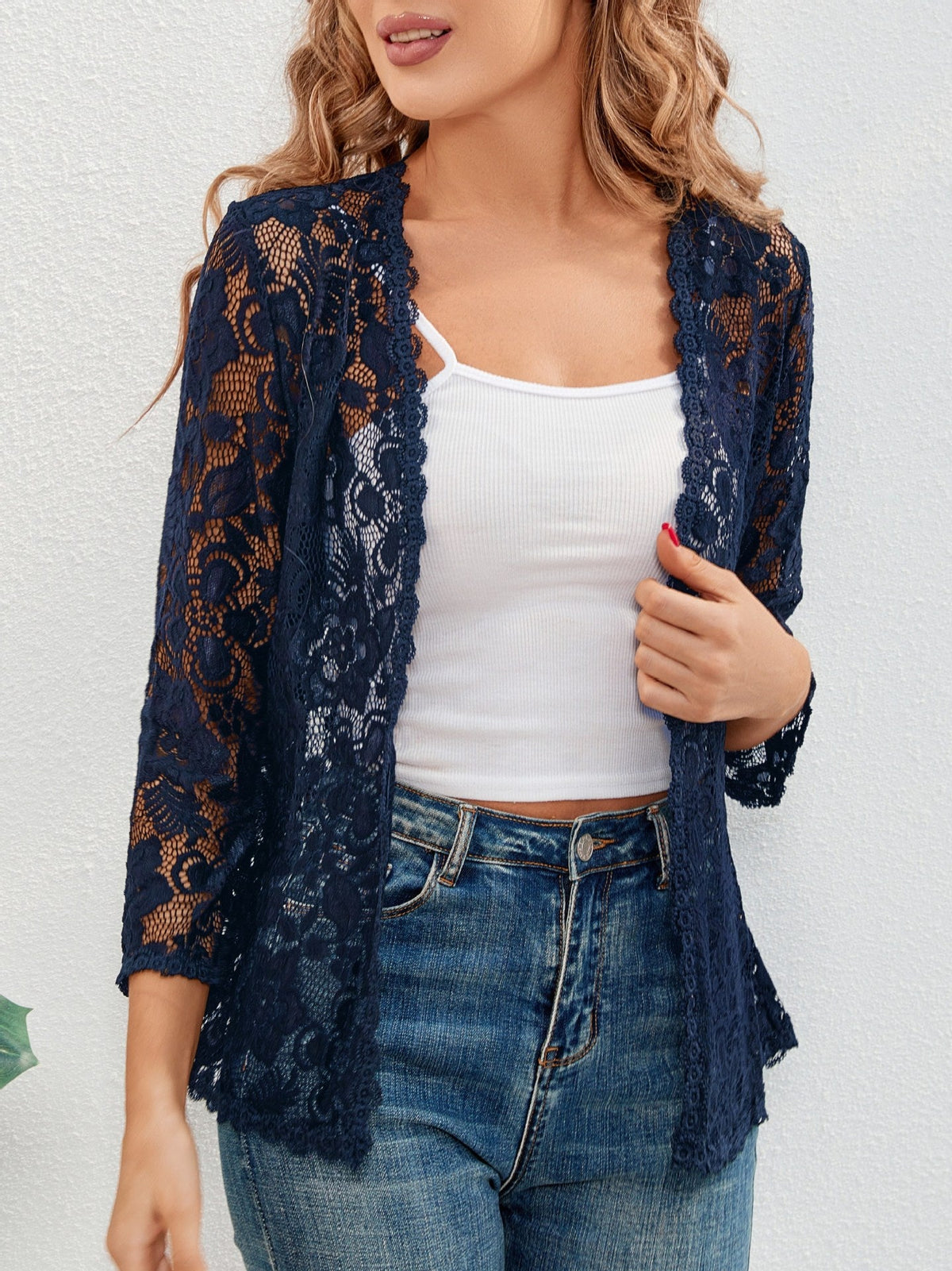 Women's Sheer Lace Cardigan – Open Front Fit
