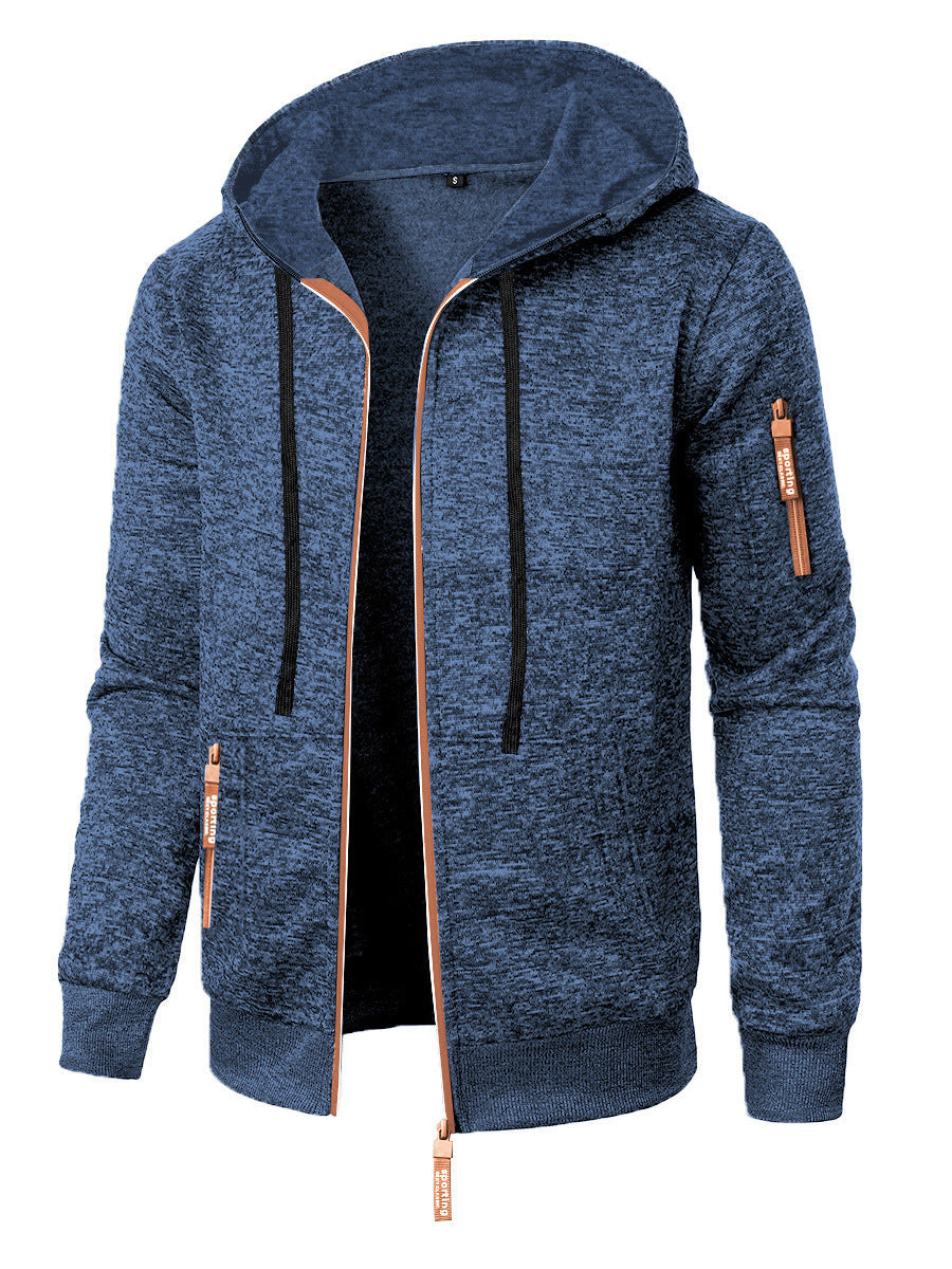 Men's Hooded Zip Cardigan – Textured Jacquard Knit