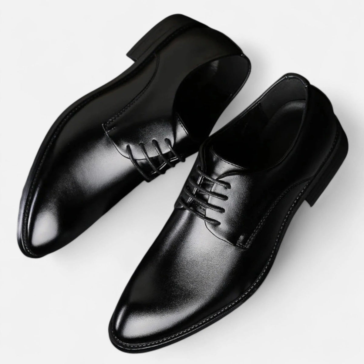Men's Leather Derby Shoes – Classic Round Toe