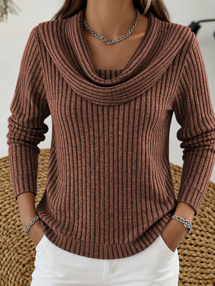 Women's Ribbed Knit Top – Relaxed Long Sleeve