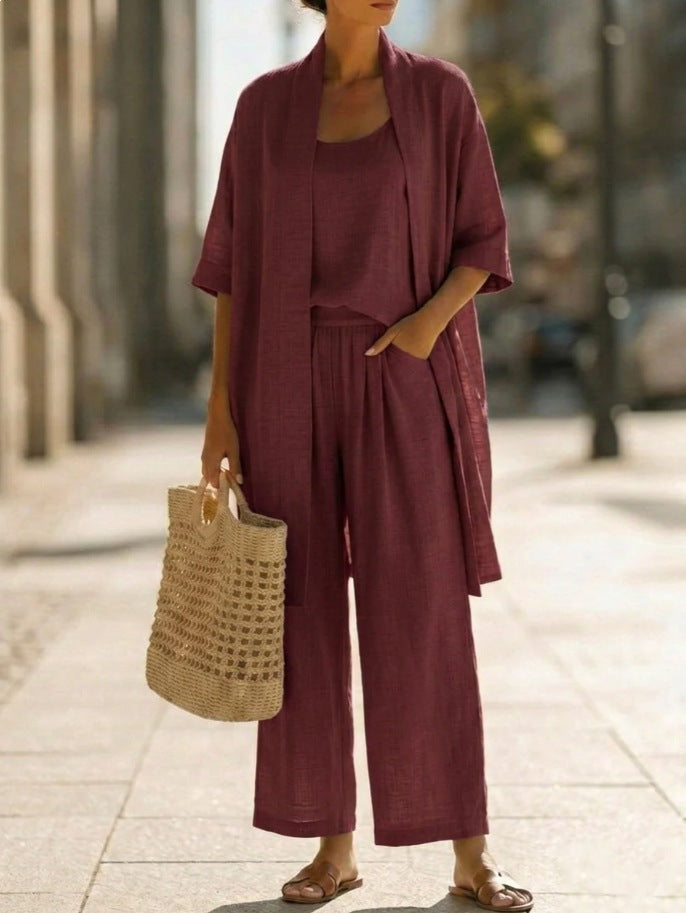 Women's Three-Piece Set – Cardigan, Tank and Pants