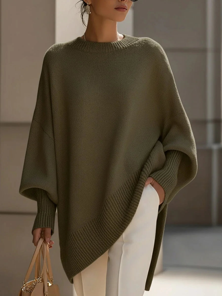 Women's Oversized Knit Sweater – Chunky Crew Neck