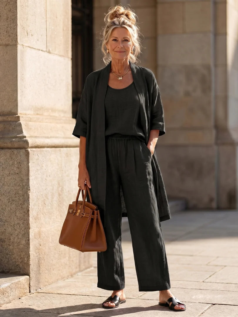 Women's Three-Piece Lounge Set – Cardigan, Tank and Pants