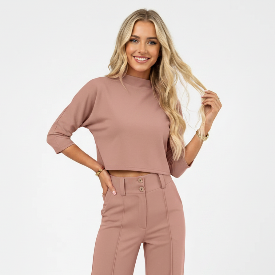 Women's Two-Piece Set – Cropped Top & Relaxed Pants