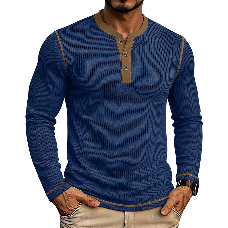 Men's Long Sleeve Henley – Colorblock Modern Fit