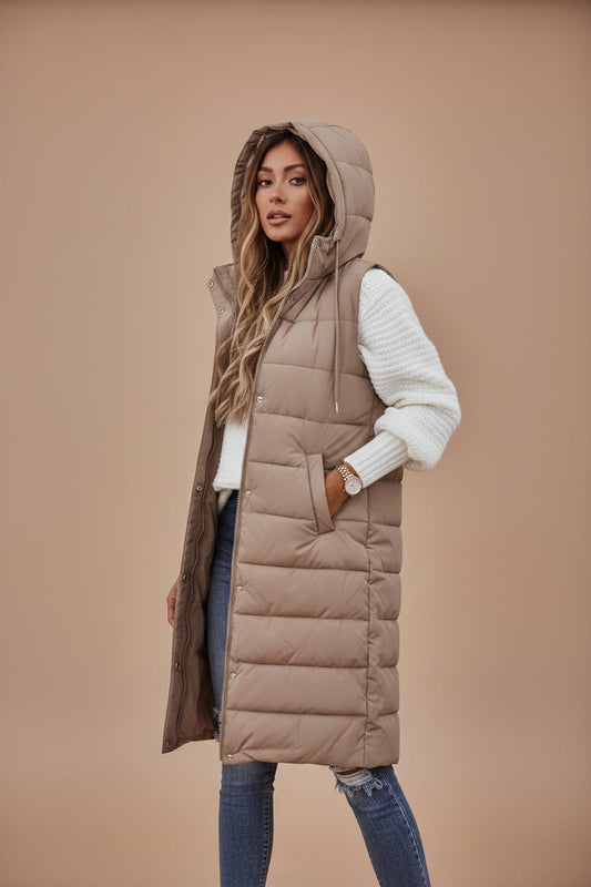 Women's Quilted Sleeveless Coat – Longline Fit
