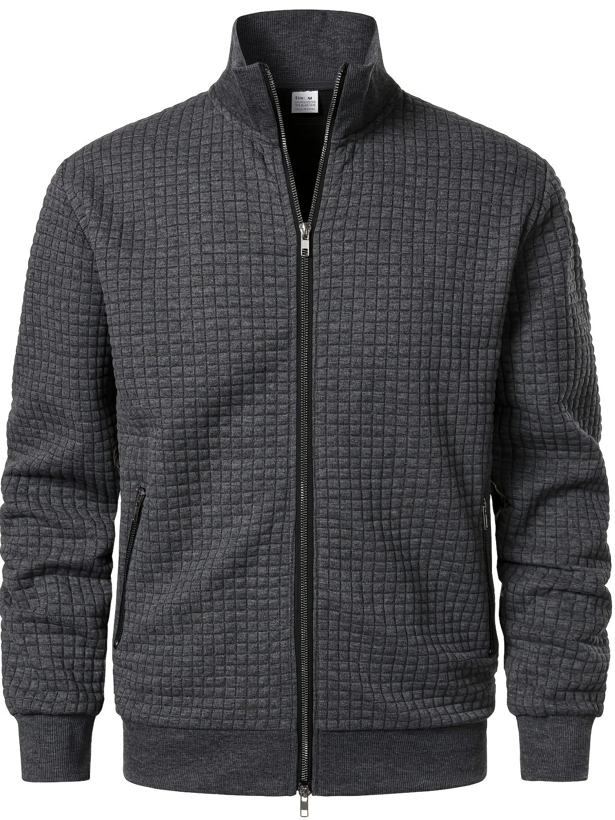 Men's Jacquard Zip-Up Jacket – Stand Collar Sporty Fit