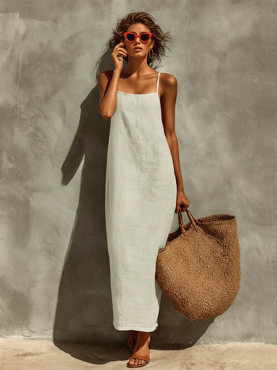 Women's Strapless Maxi Dress – Square Neck Relaxed Fit