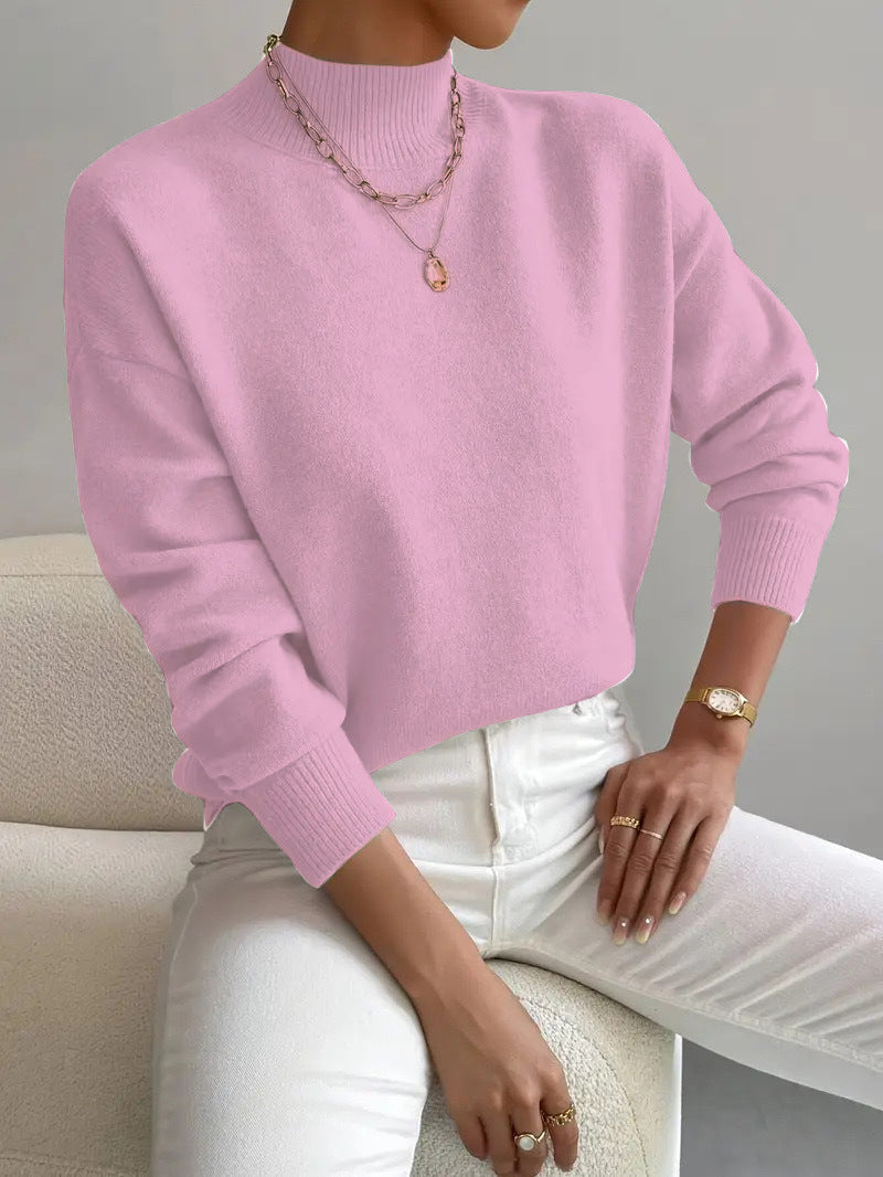 Women's Cashmere Sweater – Relaxed Mock Neck