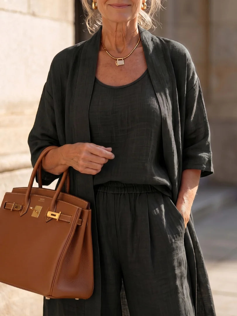 Women's Three-Piece Lounge Set – Cardigan, Tank and Pants