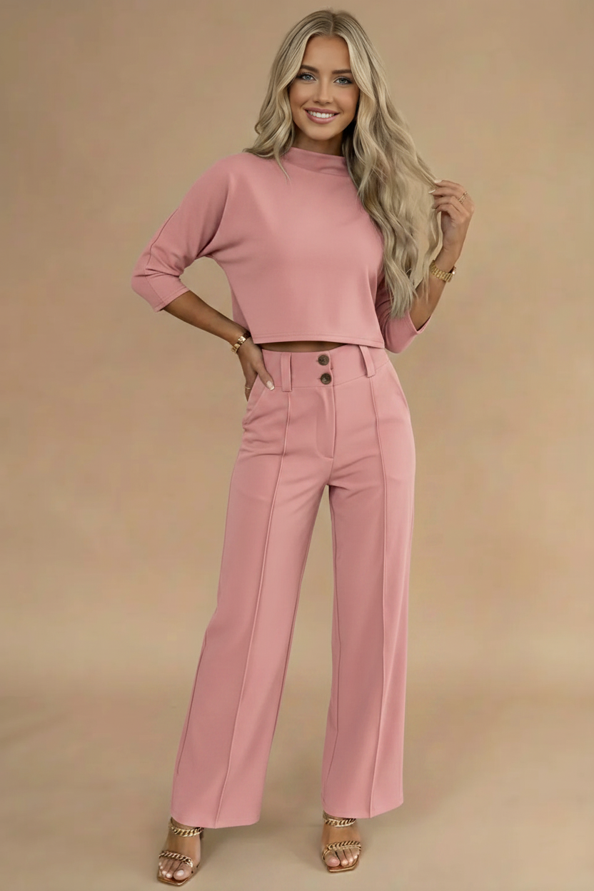 Women's Two-Piece Set – Cropped Top & Relaxed Pants