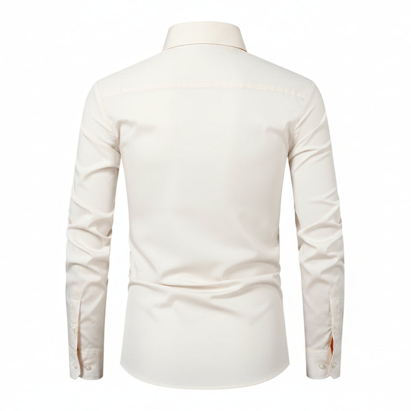 Men's Cotton-Blend Shirt – Contrast Stitch Loose Fit