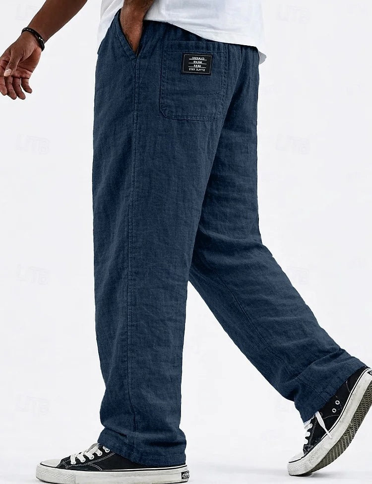 Men's Wide-Leg Cotton-Linen Pants – Drawstring Waist